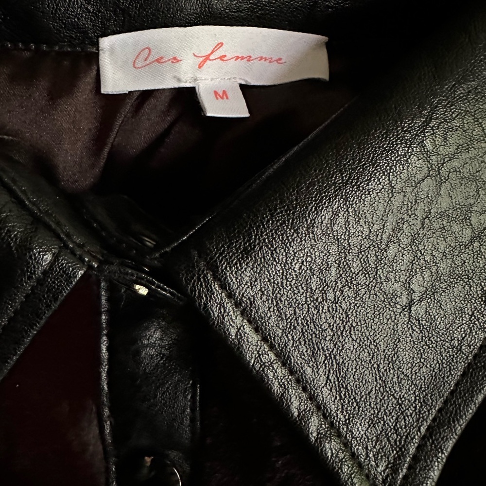 Checkerboard Shacket faux fur & leather - Picture 6 of 8